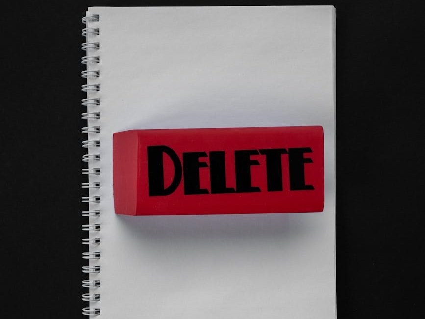 Blank sheet of paper with delete written on it